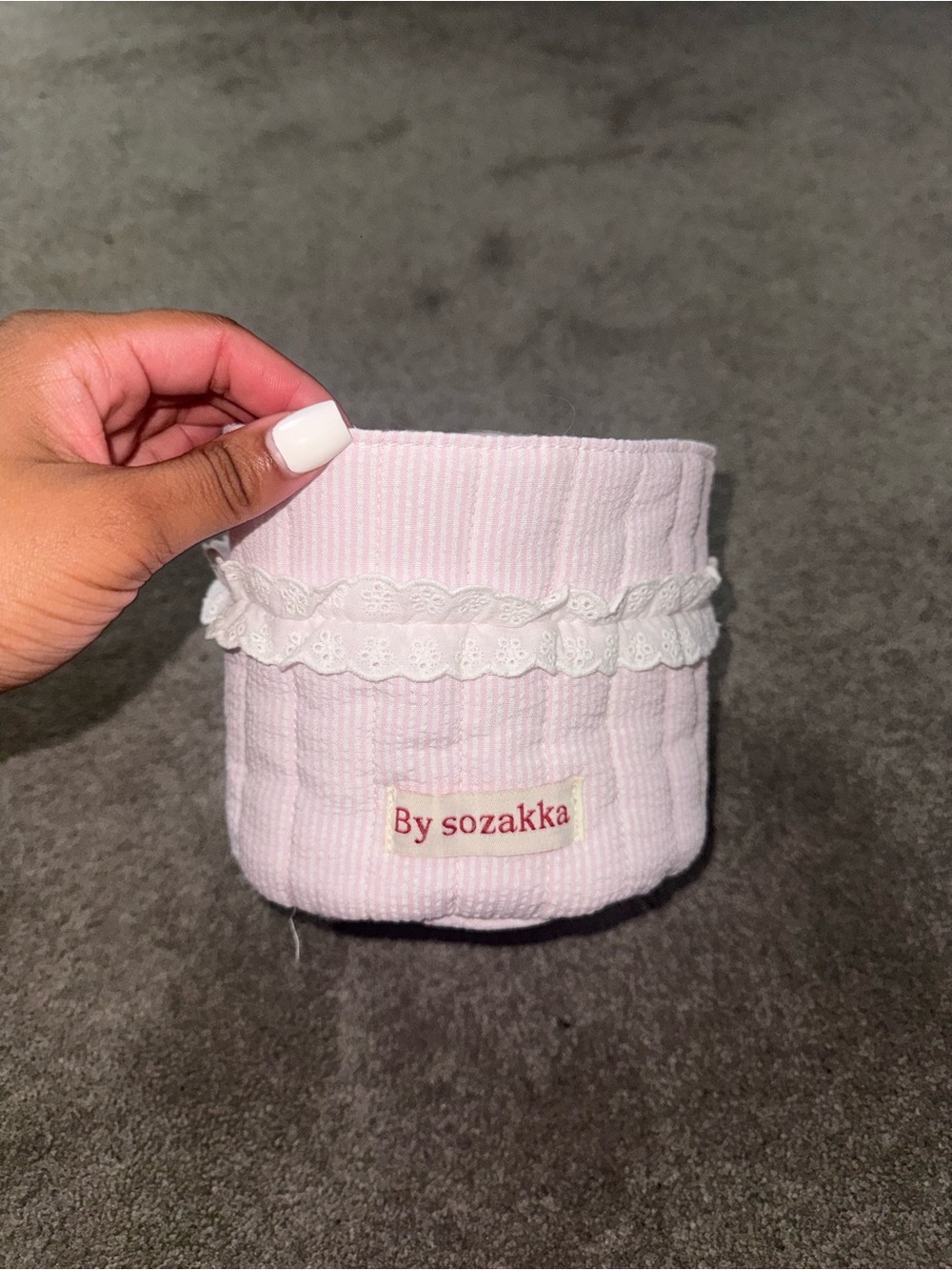By Sozakka Pink Lace-Trim Bib Accessory Pouch
